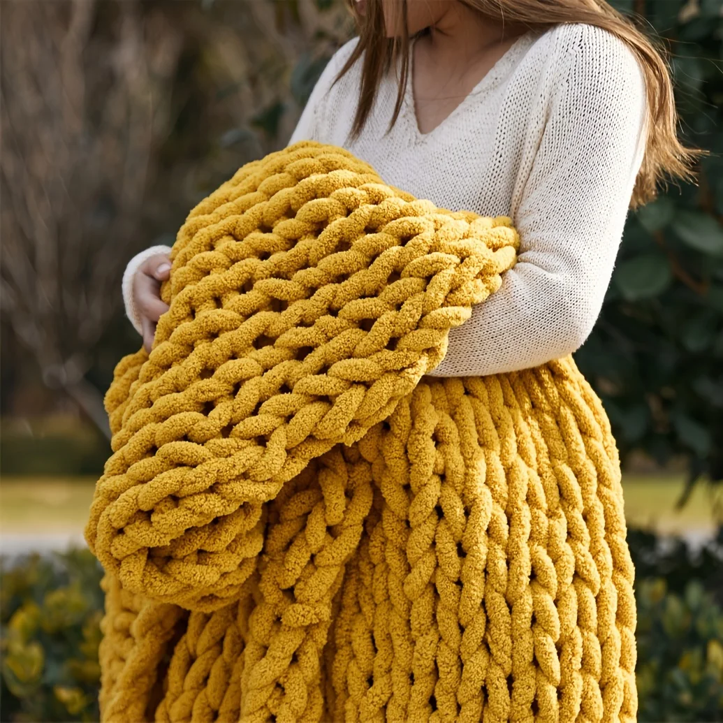 Handmade Chunky Knitted Blanke - đánh giá và giá Throw Blanket Chunky Knit