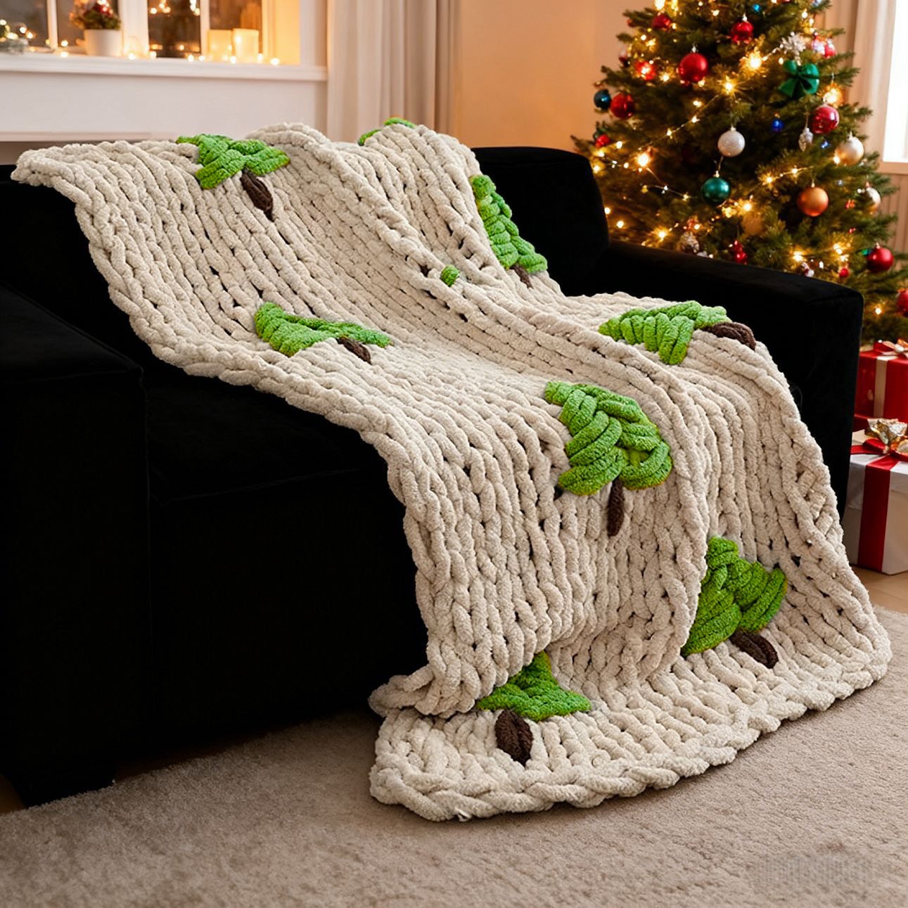 Hand-knitted Blanket for Bed C - đánh giá và giá Throw Blanket Chunky Knit