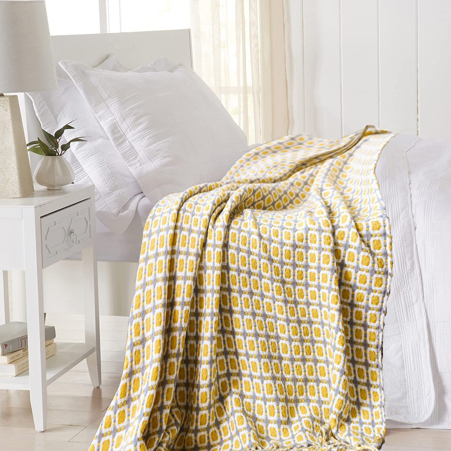 Mustard Yellow Nordic Knitted  - đánh giá và giá Throw Blanket Chunky Knit