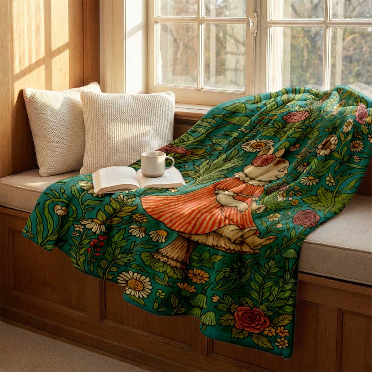 Whimsical Floral Rabbit Throw  - đánh giá và giá Throw Blanket Chunky Knit
