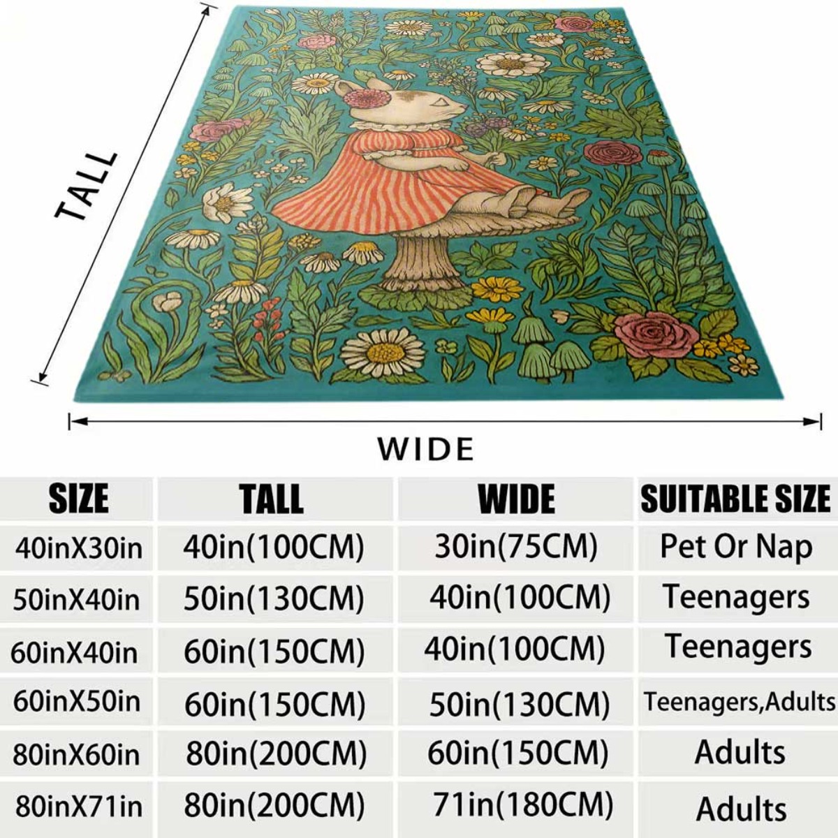 Whimsical Floral Rabbit Throw  - đánh giá và giá Throw Blanket Chunky Knit